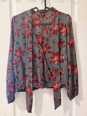 Madewell Silk Tie Floral Blouse Size Small